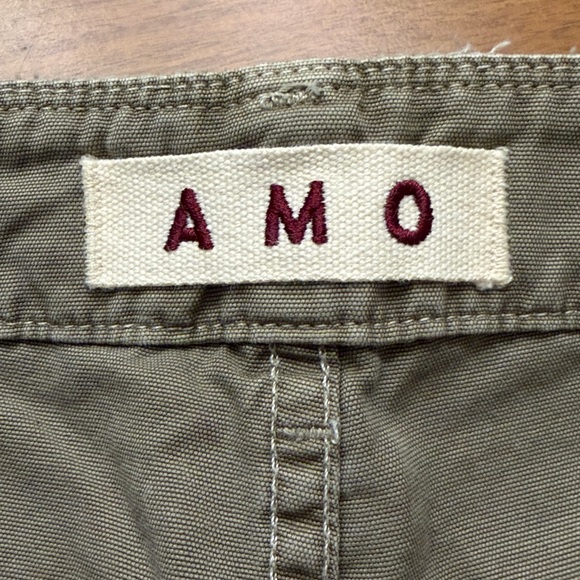 AMO Army Wide Leg Olive Green Gray Cropped Pants Size 24 - Picture 6 of 8